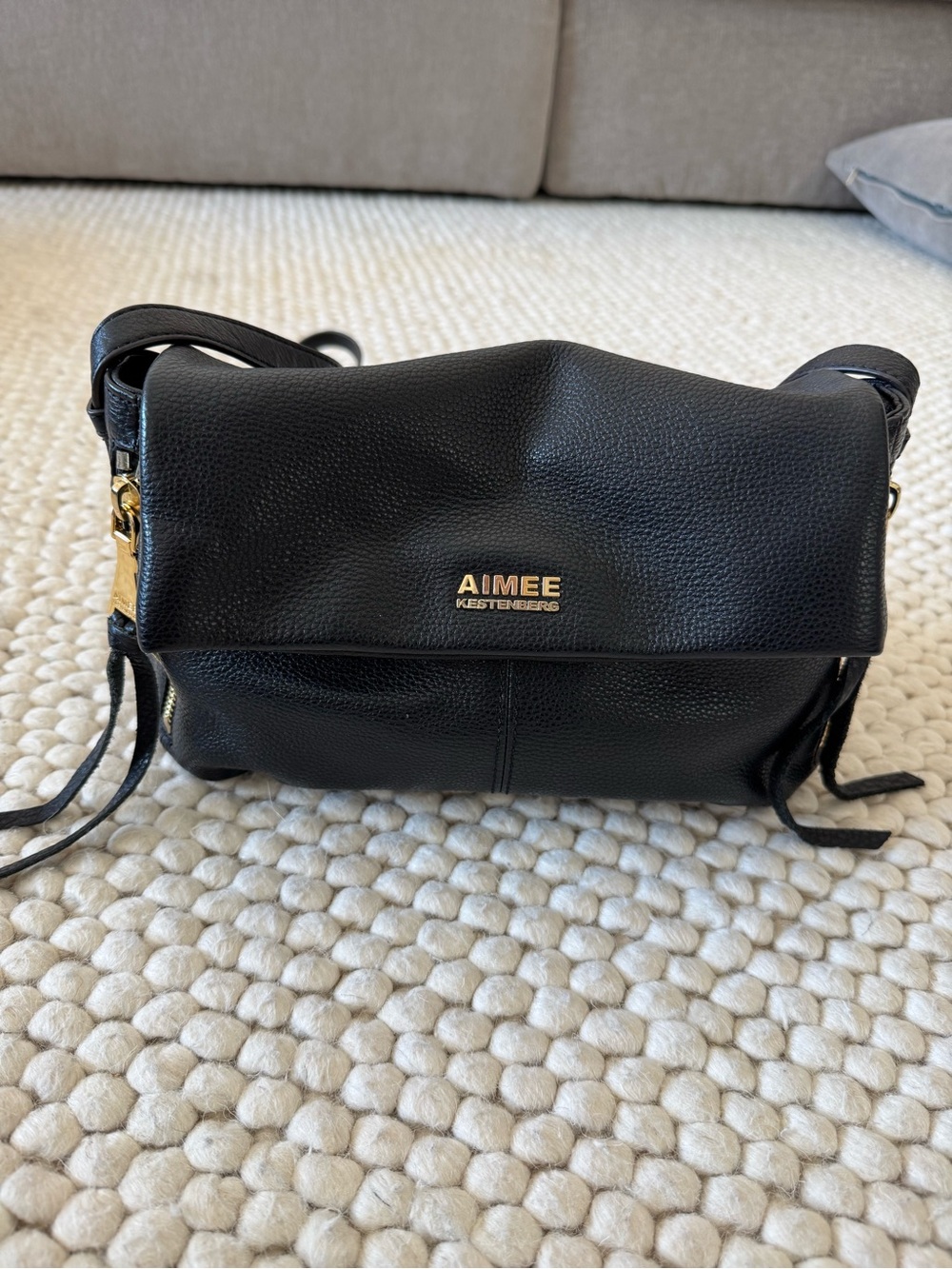 Aimee Kestenberg Black Leather Hobo Crossbody